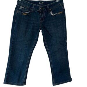VIP Womens Cropped Denim Jeans Size 7/8 Dark Wash Cotton Blend